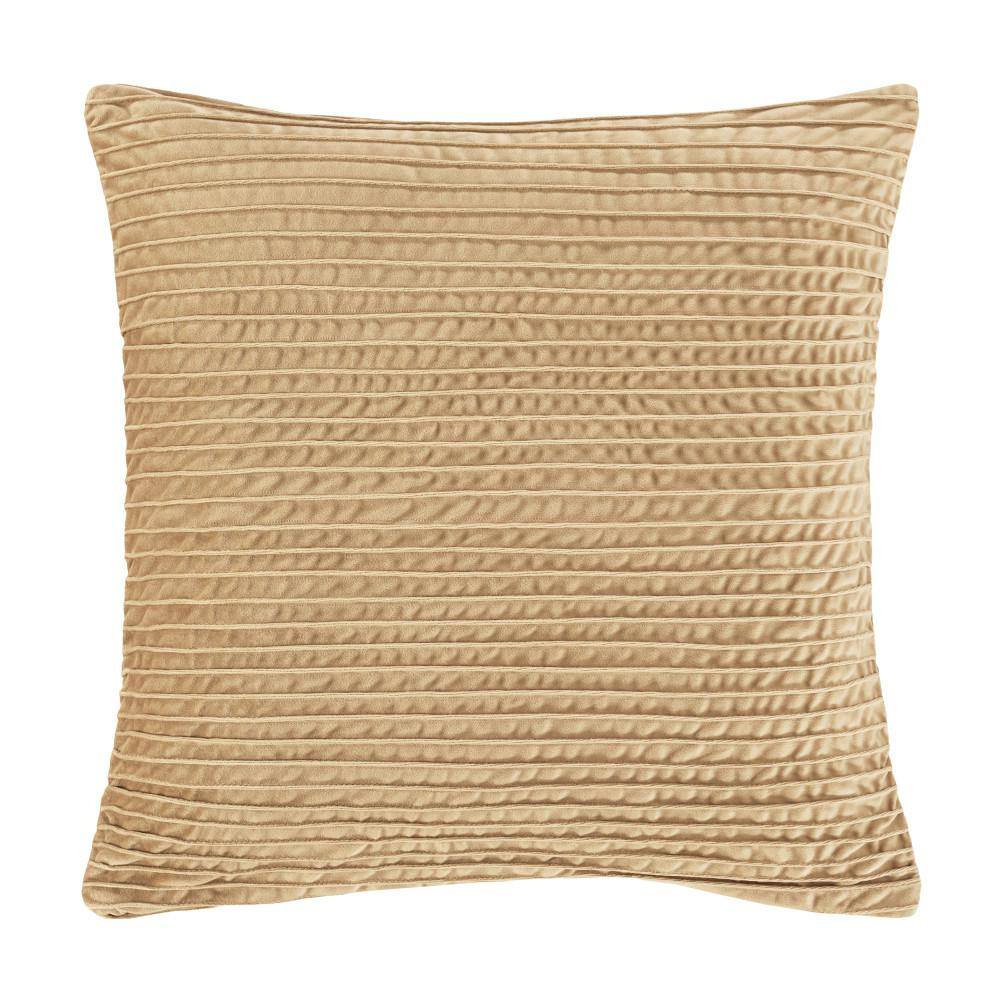 Toulhouse Straight Gold Polyester 20 in. Square Decorative Throw Pillow Cov