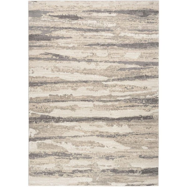Nourison Eco-Friendly Ivory Multicolor 6 ft. x 9 ft. Abstract Contemporary Area Rug