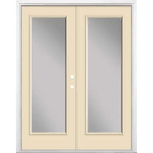 60 in. x 80 in. Golden Haystack Steel Prehung Left-Hand Inswing Full Lite Clear Glass Patio Door with Brickmold