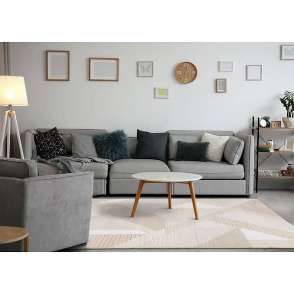 Solara Collections 8 ft. x 11 ft. Beige Geometric Indoor Area Rug