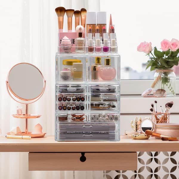 Sorbus Marble Clear Makeup Organizer MUP-SET-42MBL - The Home Depot