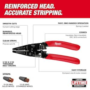 10-28 AWG Multi-Purpose Wire Stripper/Cutter with Reinforced Head and Dipped Grip