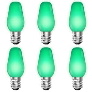 0.5-Watt C7 LED Green Replacement String Light Bulb Shatterproof Enclosed Fixture Rated UL E12 Base (6-Pack)