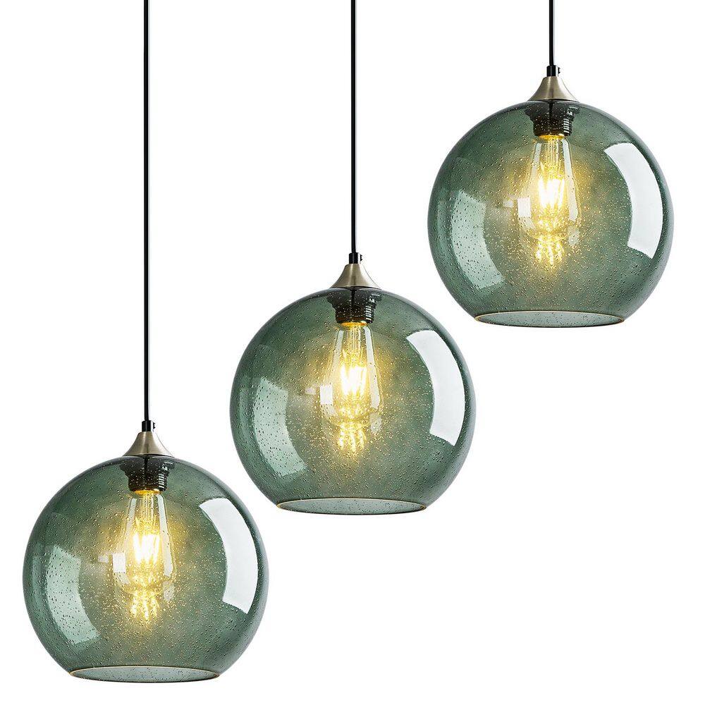 Home Lighting ‎60 Watts 1 Light 9.84 in. Grey Green Glass Pendant Light for Kitchen Island, No Bulbs Included, 3 Pack price history on PriceWatchPro