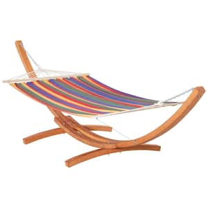 5 ft. Multi-Color Wooden Camping Hammock Bed with Stand