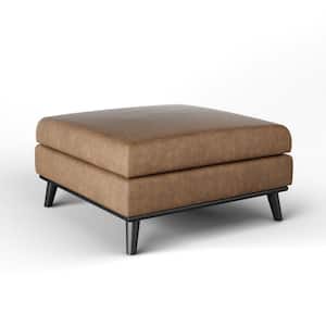Linda Brown Faux Leather Large Square Ottoman