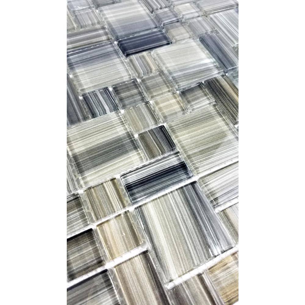 Silver Hexagonal Glass Peel and Stick Wall Tile