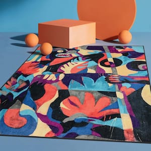 Misha The Sunday Jungle There Will Be Blood Modern Abstract Multi 6 ft. 7 in. x 9 ft. 3 in. Area Rug