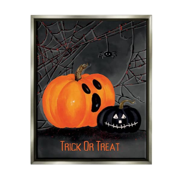 Stupell Industries Jack-o-Lantern Phrase by Amy Hall 1-Piece Floater Frame Graphic Print Typography Poster Art Print 21 in. x 17 in.