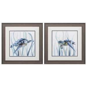 19 in. X 19 in. Distressed Gallery Picture Frame Turtle In Grass (Set of 2)