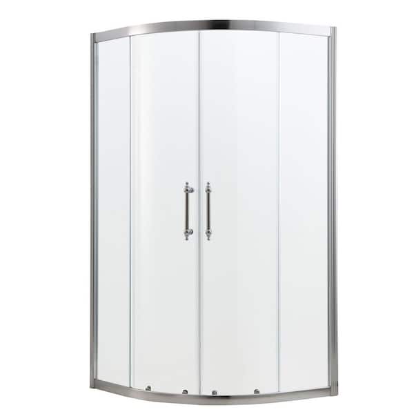 36 in. W x 72 in. H Sliding Framed Shower Door in Chrome with 6 mm Tempered Glass