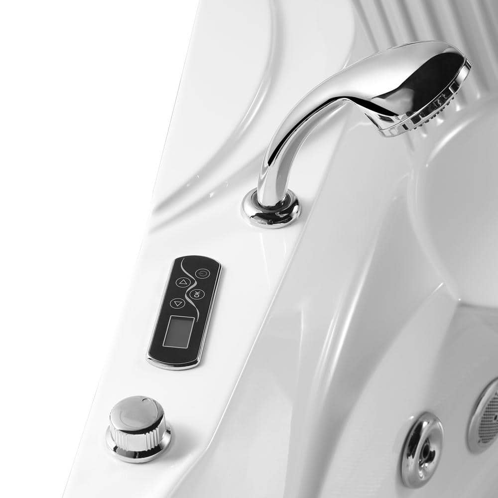 Modern White Acrylic Corner Whirlpool Bathtub with Faucet