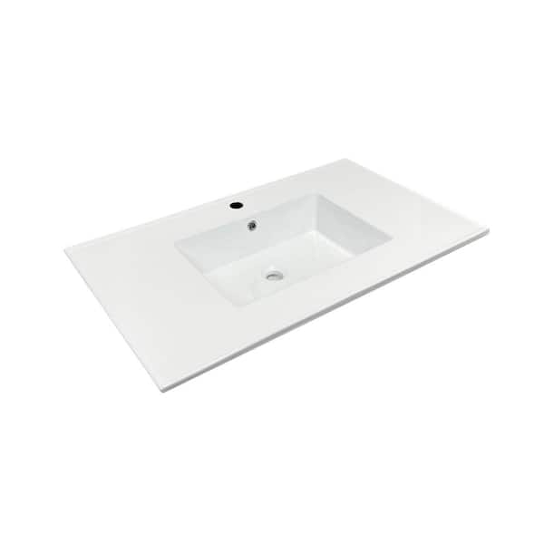 Avanity Loft 37-in White Vitreous China Bathroom Vanity Top Avanity Loft 37-in White Vitreous China Bathroom Vanity Top