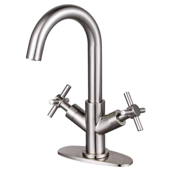 Kingston Brass Concord 2-Handle High Arc Single-Hole Bathroom Faucet with Push Pop-Up in Brushed Nickel