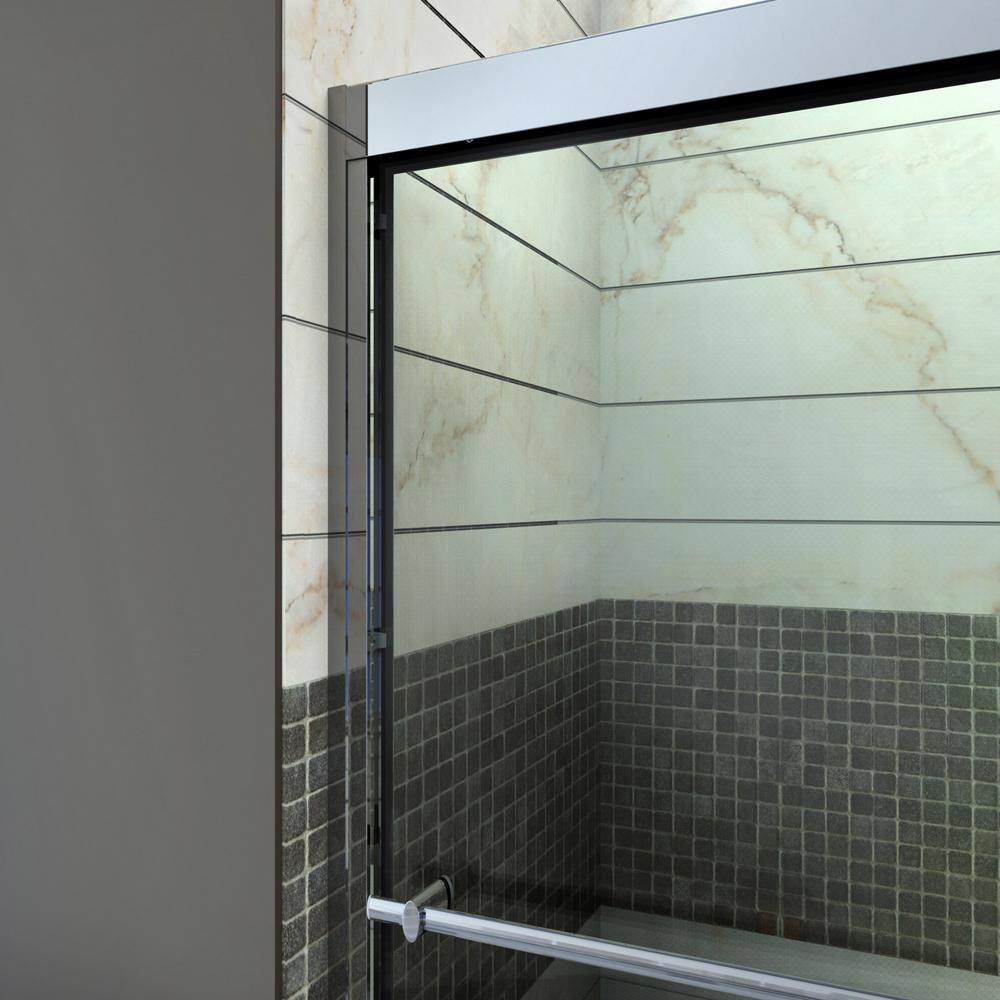Duet 60" Frameless Clear Glass Sliding Shower Kit with Brushed Nickel Hardware