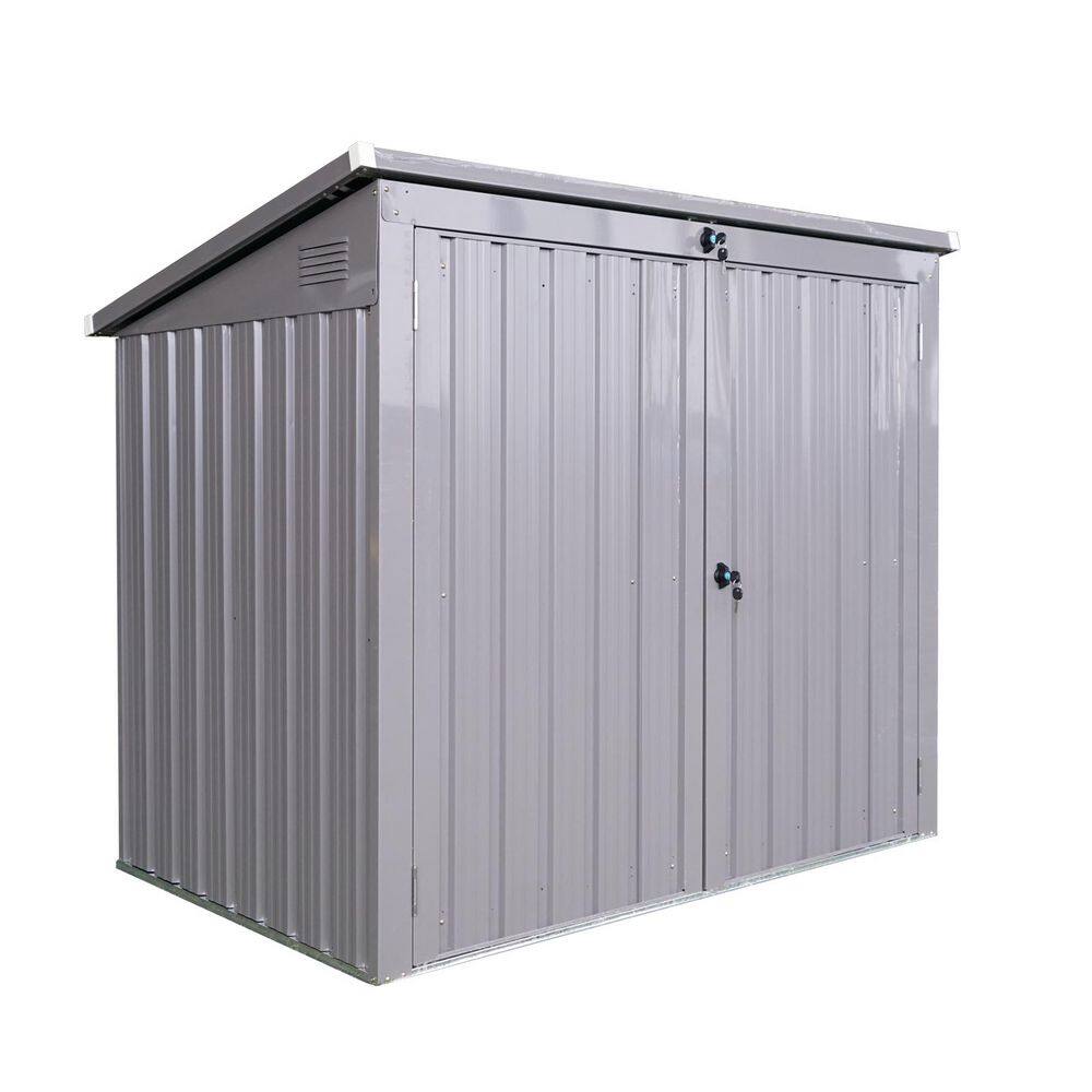 62.25 in. W x 40 in. D x 52.75 in. H Gray Metal Outdoor Trash Can Storage with 2 Doors price history on PriceWatchPro