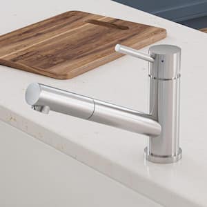 Single-Handle Pull-Out Sprayer Kitchen Faucet in Brushed Stainless Steel