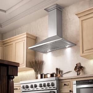 36 in. 400 CFM Ducted Vent Wall Mount Range Hood in Stainless Steel with Built-in CrownSound Bluetooth Speakers