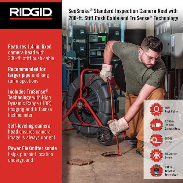 RIDGID SeeSnake Standard Sewer/Drain/Pipe Inspection Camera Reel (200 ft.  Cable for 2 in.-12 in. Lines) + TruSense Technology 63603 - The Home Depot