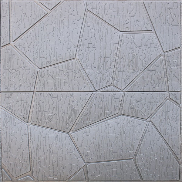 Dundee Deco Falkirk Markinch 1/4 in. x 27.6 in. x 27.6 in. Grey PE Foam Peel and Stick 3D Decorative Wall Panel (5-Pack)
