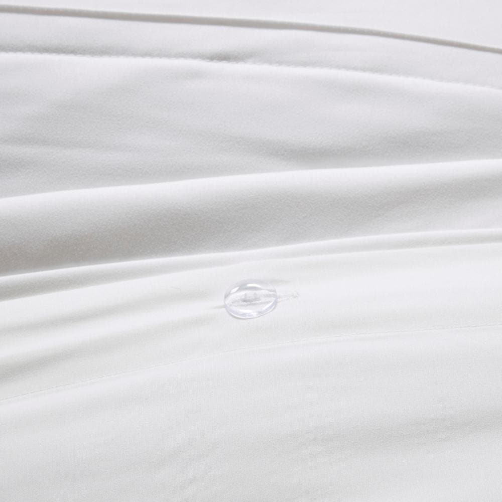 White Ruffled Microfiber King/Cal King 4-Piece Duvet Set