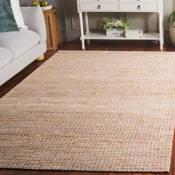 Natural Fiber 6 ft. x 9 ft. Natural/Ivory Distressed Solid Color Area Rug