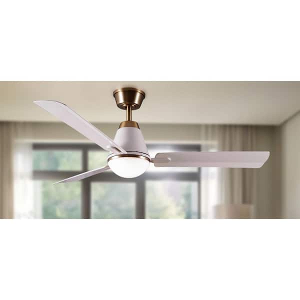 Cloud Drift 54 in. Integrated LED Indoor/Outdoor Matte White Ceiling Fan with Light Kit and Remote Control