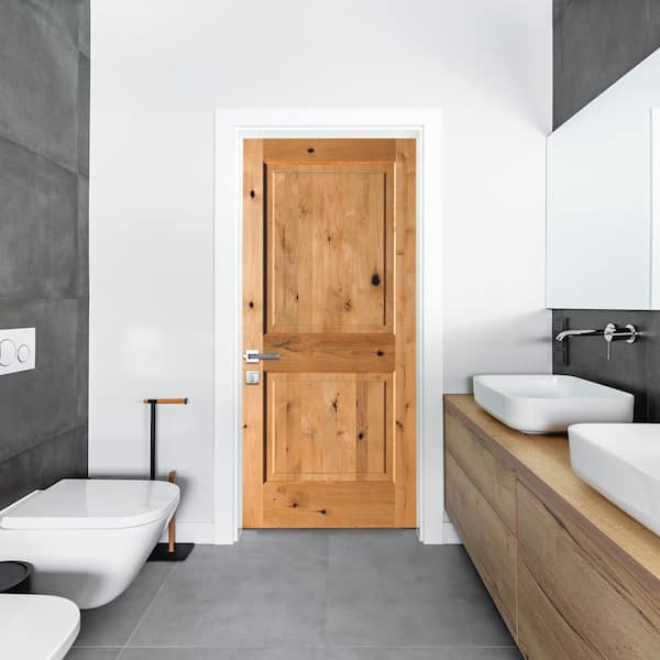 Krosswood Doors 36 in. x 80 in. 2-Panel Square Top Solid Wood Core