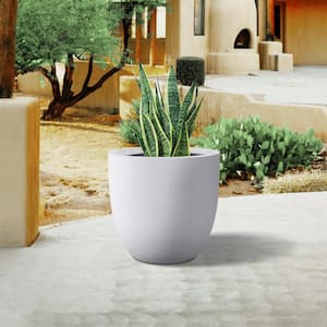 18 in. D Round Solid White Concrete planter with Drainage Hole, Outdoor Flower pot, Modern Planter pot for Garden