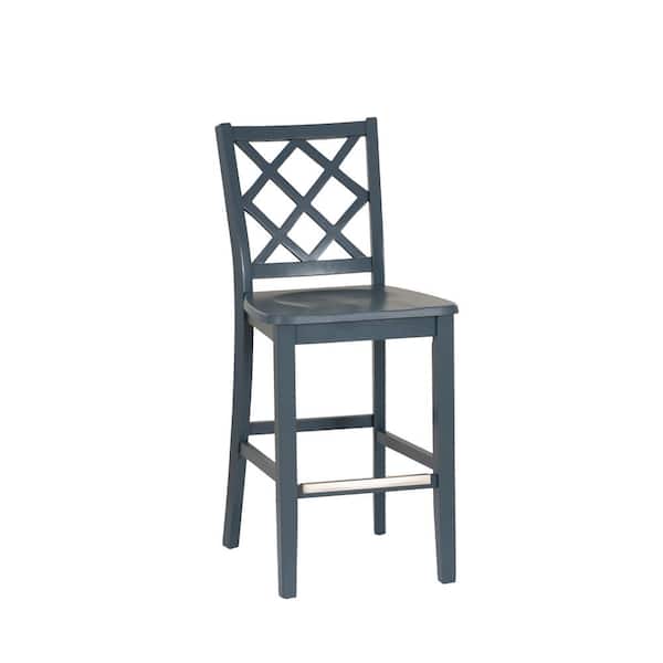 Linon Home Decor Mori 25.25 in. Graphite Gray Full Back Wood Counter Stool with Wood Seat