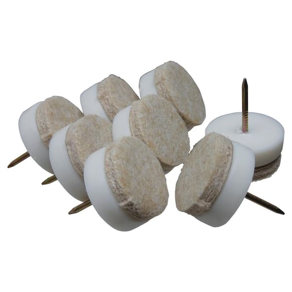 Everbilt 1 in. Beige Round Felt Nail-On Furniture Glides for Floor Protection (8-Pack)