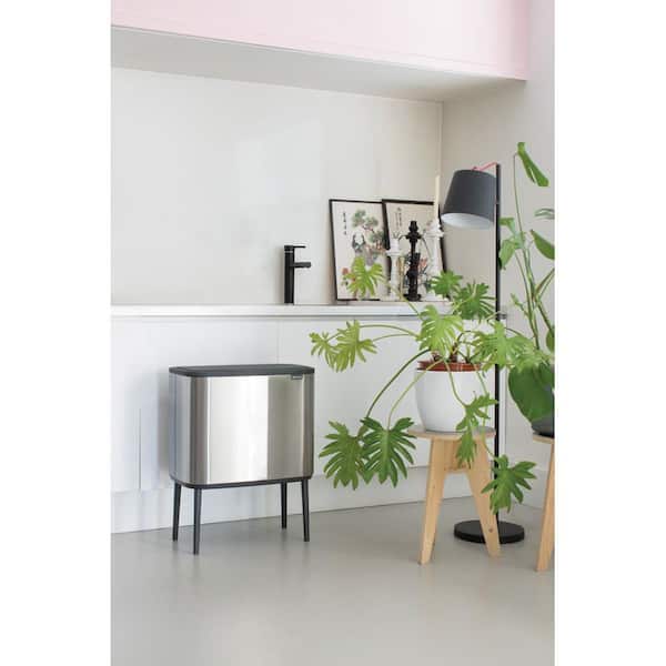 Brabantia Bo 9 Gallon Dual Compartment Matte Steel Fingerprint