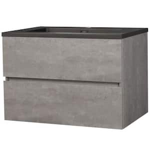 35 in. W. x 18.66 in. x 19.69 in. Single Sink Wall Mounted Bath Vanity in Gray with Ceramic White Top