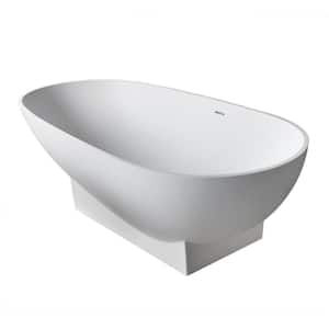 Silk Stone 6 ft. Artificial Stone Center Drain Oval Bathtub in White