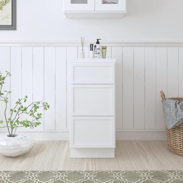 15 in. W x 21 in. D x 32.5 in. H 3-Drawers Bath Vanity Cabinet Only in White