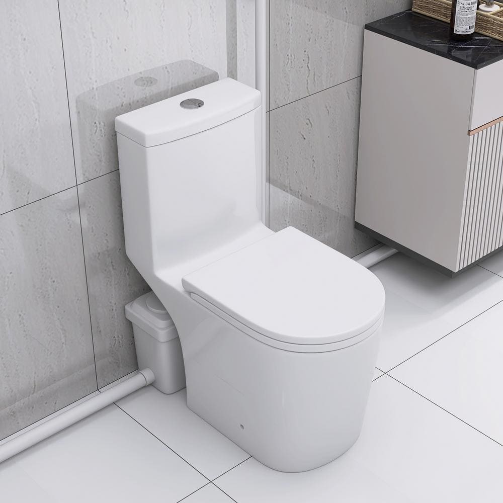 28 in. 1-Piece 1.28 GPF Dual Flush Smart Macerating Toilet in White with Powerful Dual Flush price history on PriceWatchPro