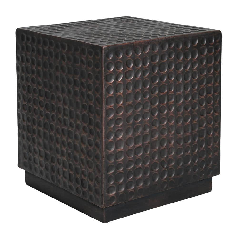 15 in. Antique Copper Cube MGO End Table with Fluted Design, Lightweight Concrete durable construction price history on PriceWatchPro