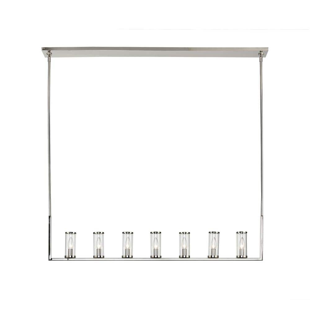 Revolve 47" Polished Nickel and Glass 7-Light Pendant