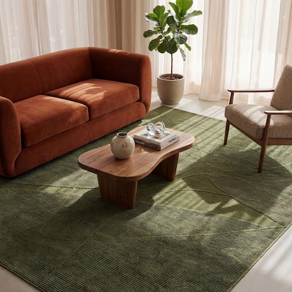 Sonia Green Washable 5 ft. x 8 ft. Indoor Area Rug