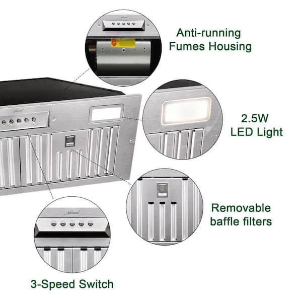 Akicon 36 in. Stainless Steel Range Hood with Powerful Vent