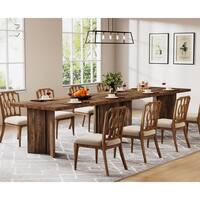 Farmhouse Walnut Brown Engineered Wood 63 in. Pedestal Dining Table (Seats-6)