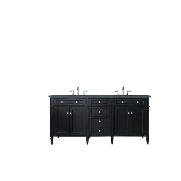 James Martin Vanities Brittany 72 in.W x 23.5 in.D x 34 in. H Double Bath Vanity in Black Onyx with Quartz Top in Charcoal Soapstone