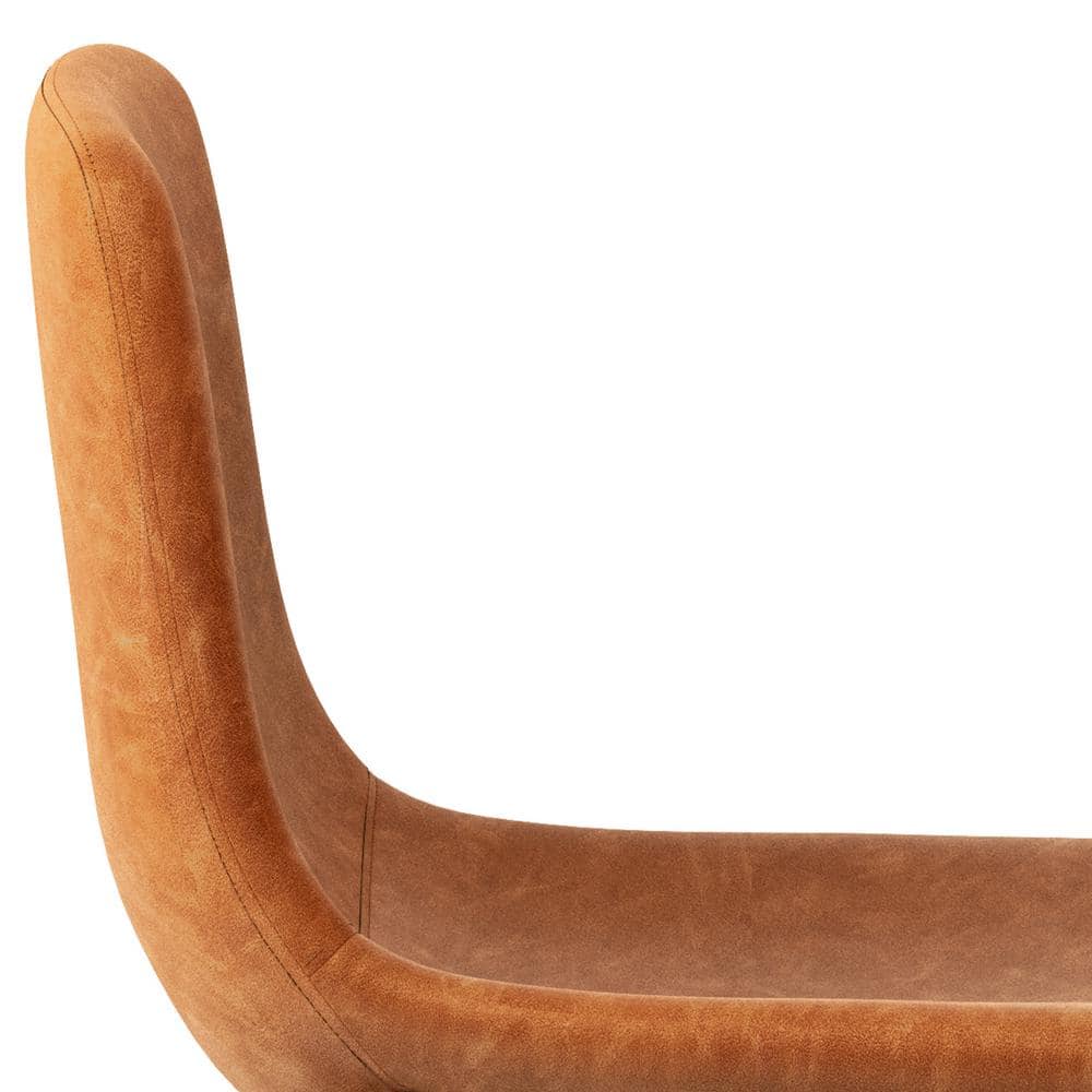 Contemporary Camel Brown Faux Leather Counter Stool with Black Metal Base