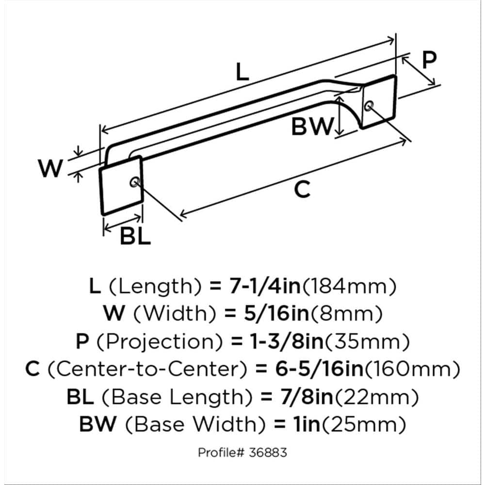 Polished Chrome 6-5/16 Inch Modern Cabinet Pull Bar