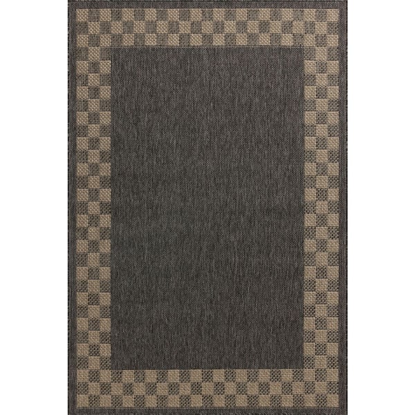 Chris Love Julia Providence Charcoal / Natural 2 ft. 3 in. x 7 ft. 7 in.  Indoor/Outdoor Runner Rug