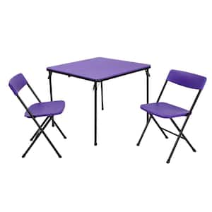 3-Piece Purple Fold-in-Half Folding Table Set
