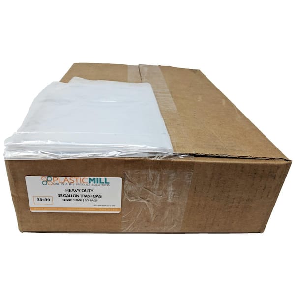 PlasticMill 61 in. W x 68 in. H 95 Gal. 1.5 mil Clear Trash Bags