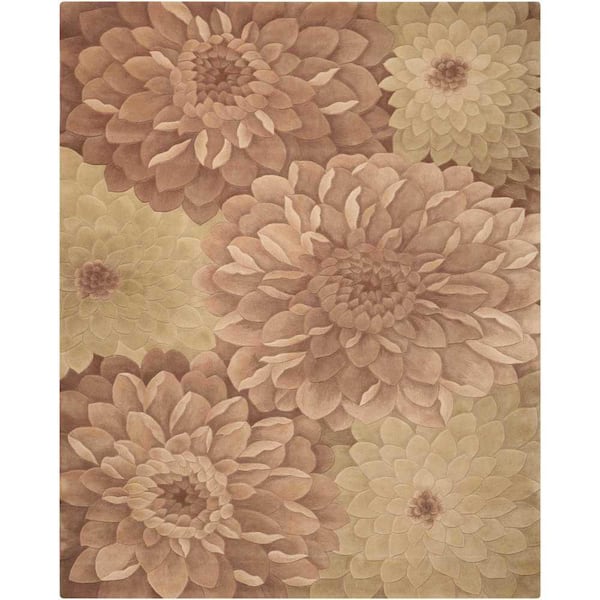 Nourison Tropics Taupe/Green 4 ft. x 6 ft. Floral Contemporary Area Rug