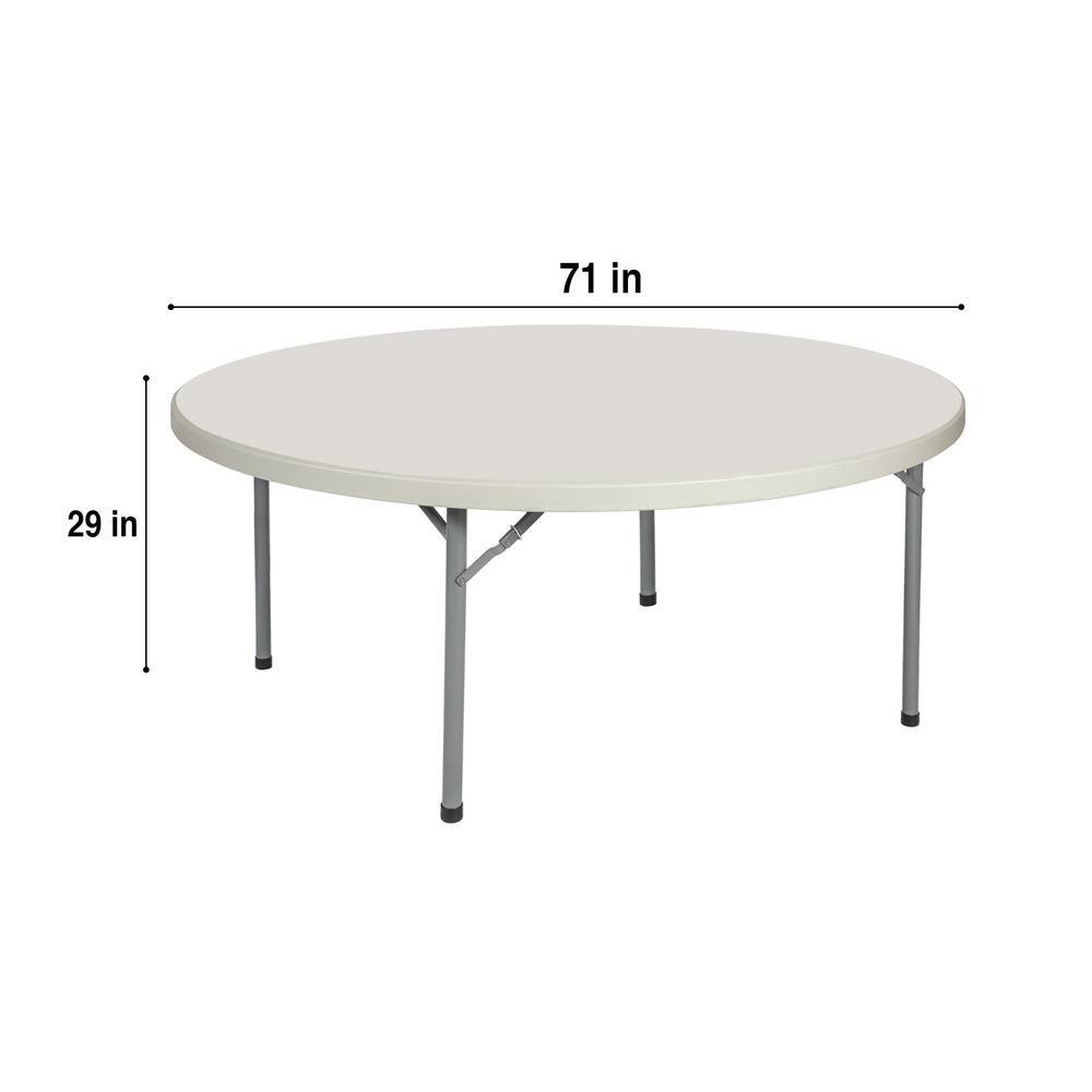 Baldwin 71" Round Folding Table in Gray with Metal Legs