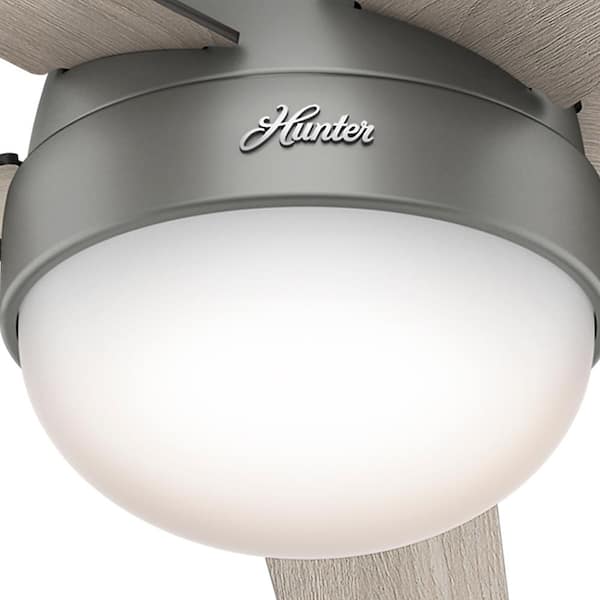 Hunter - Anslee 46 in. Indoor Low Profile Matte Silver Ceiling Fan with Light